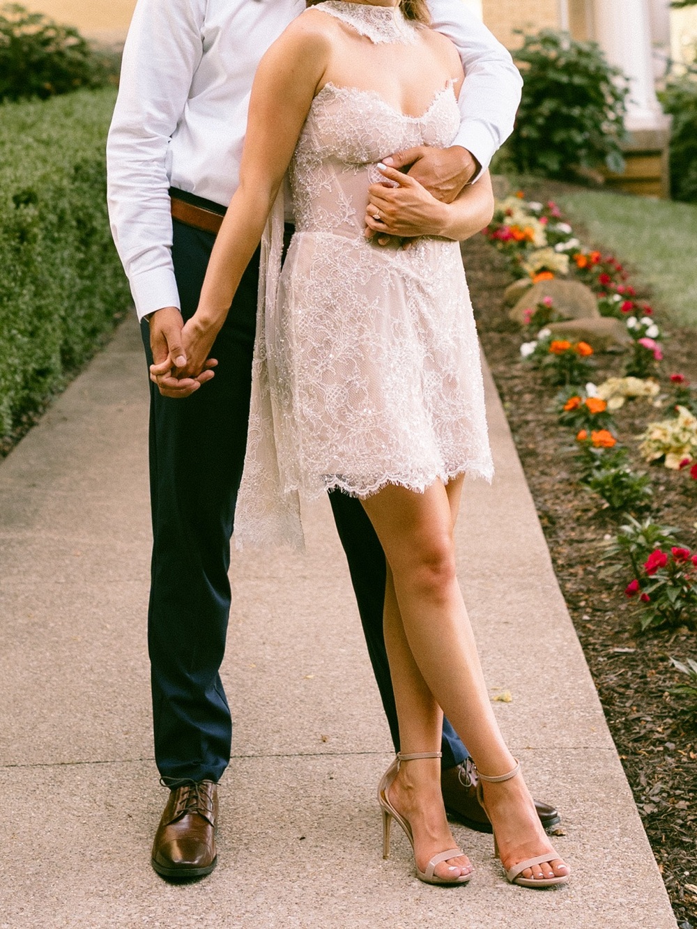 Lace Embellished Ivory Wedding Mini Dress - Picture 6 of 9